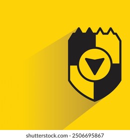 Icono de escudo con sombra sobre fondo amarillo