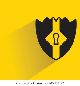 shield icon with shadow on yellow background