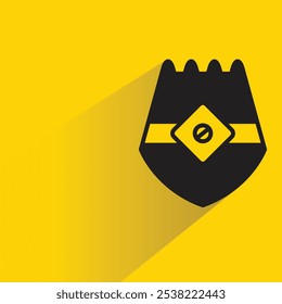 ícone de escudo com sombra no plano de fundo amarelo