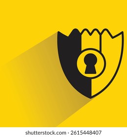 shield icon with shadow on yellow background