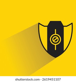 Icono de escudo con sombra sobre fondo amarillo