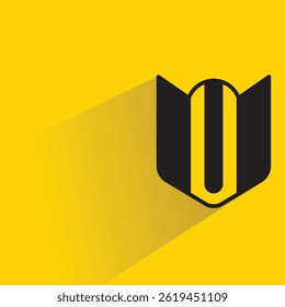 ícone de escudo com sombra no plano de fundo amarelo