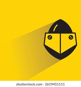 Icono de escudo con sombra sobre fondo amarillo