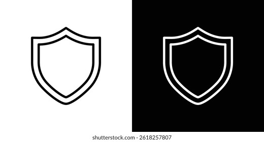 Shield icon shape graphic simple plain clipart symbol. thin line outline art