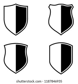 Shield icon, silhouette, logo on white background