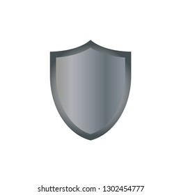 Shield Icon. Silver- Blank Surface Shield Vector Illustration. Protection Sign. Guard Symbol.