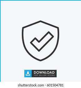 shield icon. simple outline shield vector icon. on white background.