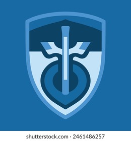 Shield icon in simple style and simple silhouette vector illustration on colorful background