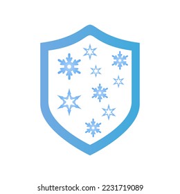 icono de escudo, copos de nieve, ilustración vectorial