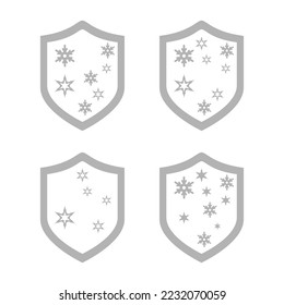 icono de escudo, copos de nieve, ilustración vectorial