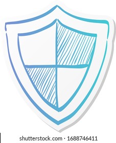 Shield icon in sticker color style. Protection, computer virus, antivirus