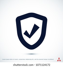shield icon, stock vector illustration flat design style