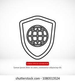shield icon, stock vector illustration flat design style