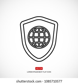 shield icon, stock vector illustration flat design style