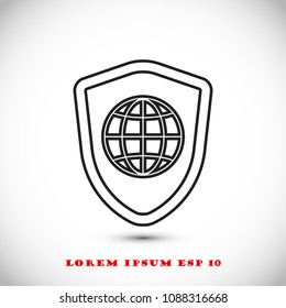 shield icon, stock vector illustration flat design style