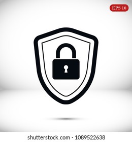 shield icon, stock vector illustration flat design style