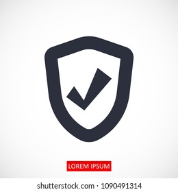 shield icon, stock vector illustration flat design style