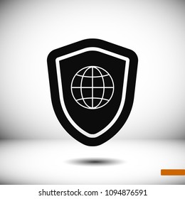 shield icon, stock vector illustration flat design style