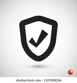 shield icon, stock vector illustration flat design style