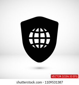 shield icon, stock vector illustration flat design style