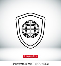 shield icon, stock vector illustration flat design style