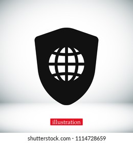 shield icon, stock vector illustration flat design style