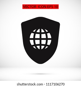 shield icon, stock vector illustration flat design style