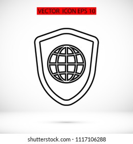 shield icon, stock vector illustration flat design style