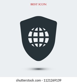 shield icon, stock vector illustration flat design style