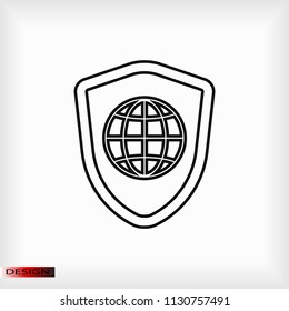 shield icon, stock vector illustration flat design style