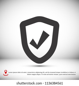 shield icon, stock vector illustration flat design style