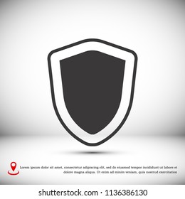 shield icon, stock vector illustration flat design style