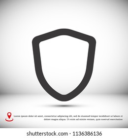 shield icon, stock vector illustration flat design style
