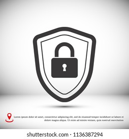 shield icon, stock vector illustration flat design style