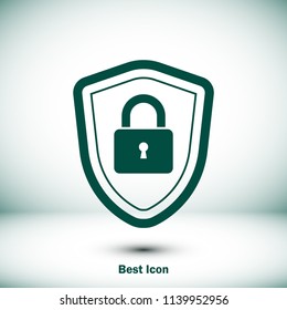 shield icon, stock vector illustration flat design style