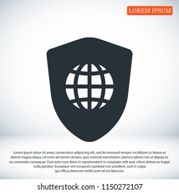 shield icon, stock vector illustration flat design style