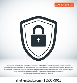 shield icon, stock vector illustration flat design style