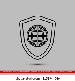 shield icon, stock vector illustration flat design style