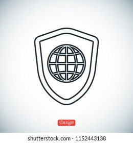 shield icon, stock vector illustration flat design style