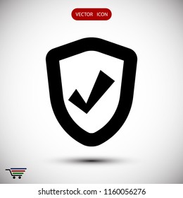 shield icon, stock vector illustration flat design style