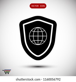 shield icon, stock vector illustration flat design style