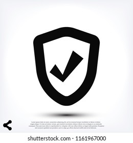 shield icon, stock vector illustration flat design style