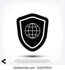 shield icon, stock vector illustration flat design style