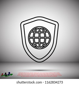 shield icon, stock vector illustration flat design style