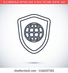 shield icon, stock vector illustration flat design style