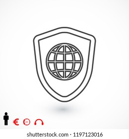 shield icon, stock vector illustration flat design style