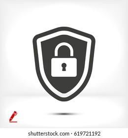 shield icon, stock vector illustration flat design style