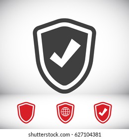 shield icon, stock vector illustration flat design style