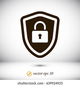 shield icon, stock vector illustration flat design style