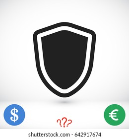 shield icon, stock vector illustration flat design style